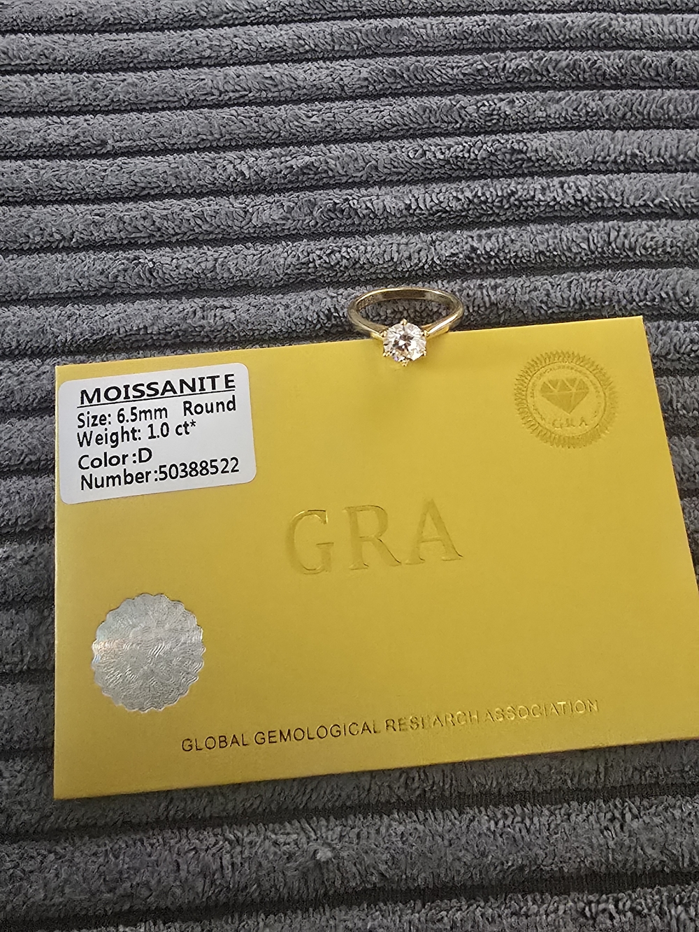 Moissanite Solitaire Engagement Ring - Gold - GRA Certified